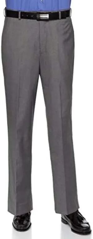 Mens Slim fit Dress Pants Flat-Front - Modern Formal Business Wrinkle Free No Iron Grey 28Wx30L