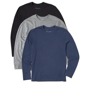 Mens Solid 3-Pack Long Sleeve Crusher Tee  Multi 2