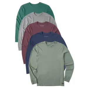 Mens Solid 5-Pack Long Sleeve Crusher Tee - Multi