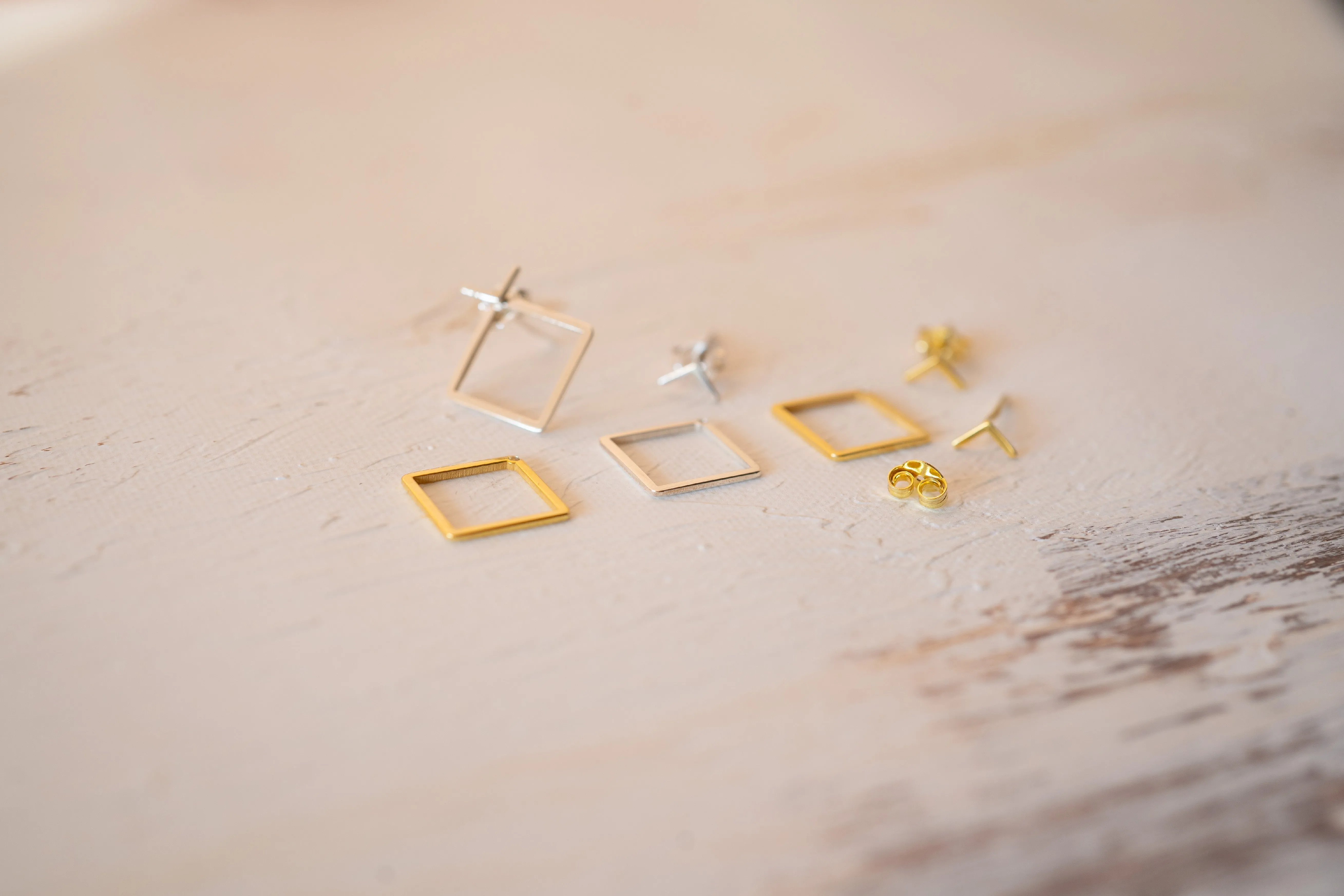 Minimalist Gold Earrings Set with Flat Back Studs