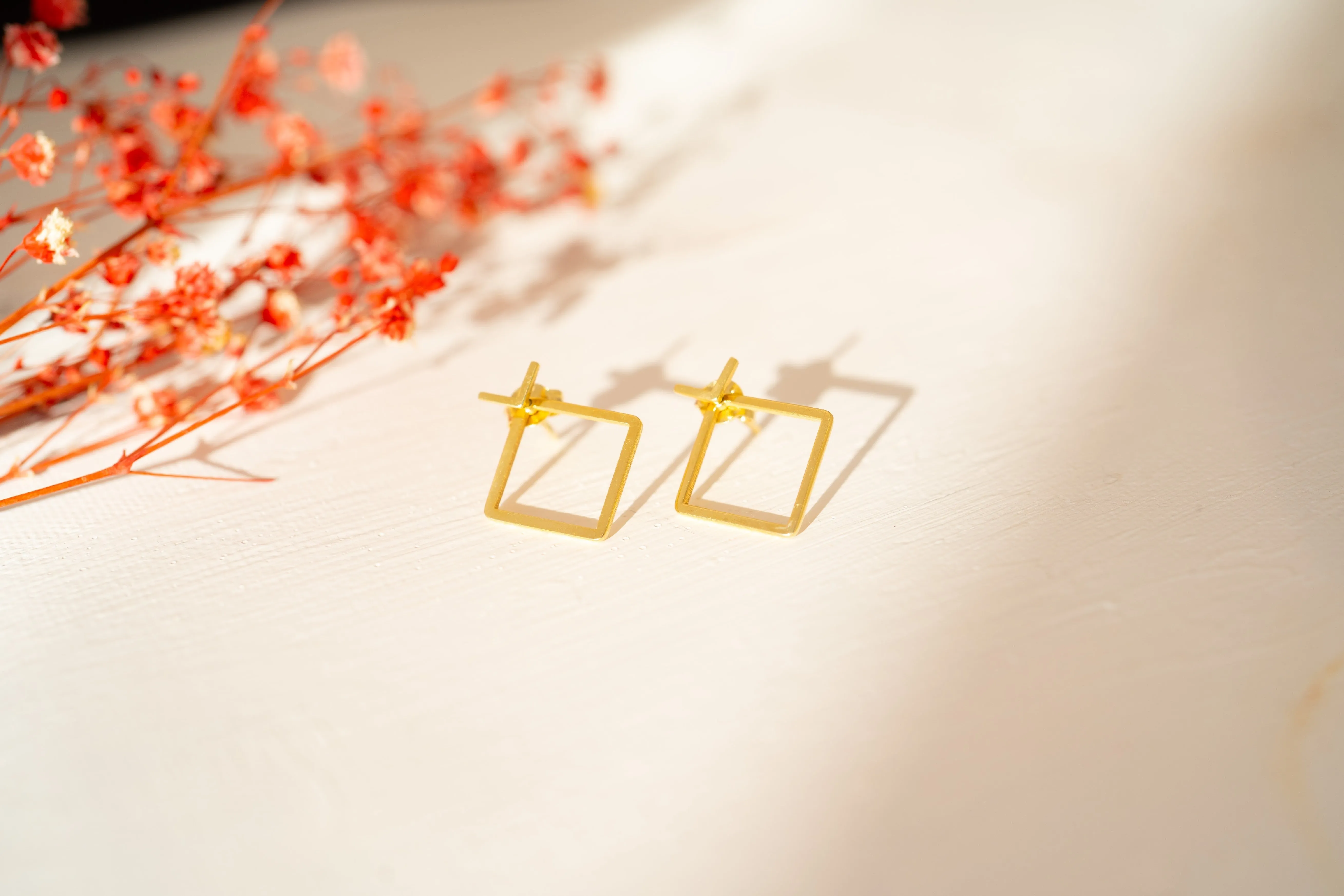 Minimalist Gold Earrings Set with Flat Back Studs