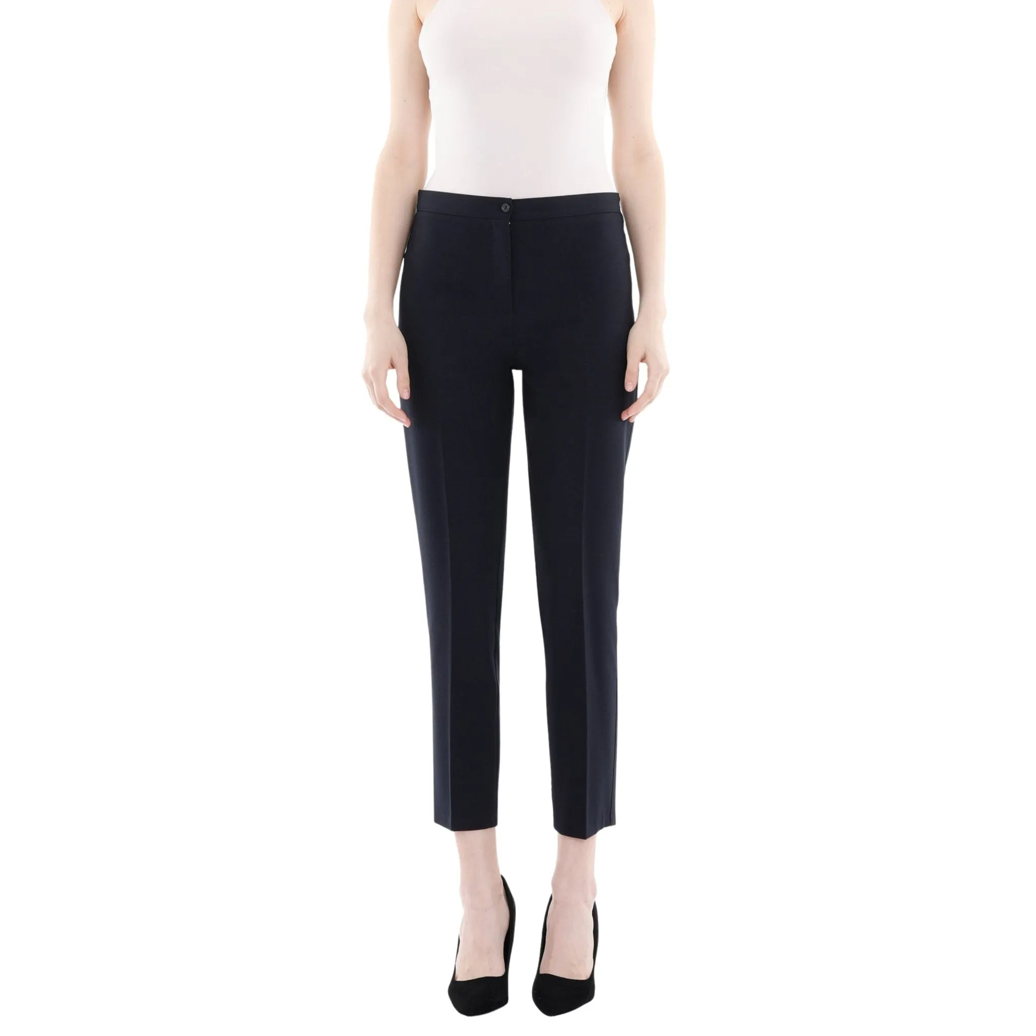 Navy Blue High Waist Slim Fit Stretchy Skinny Work Pants