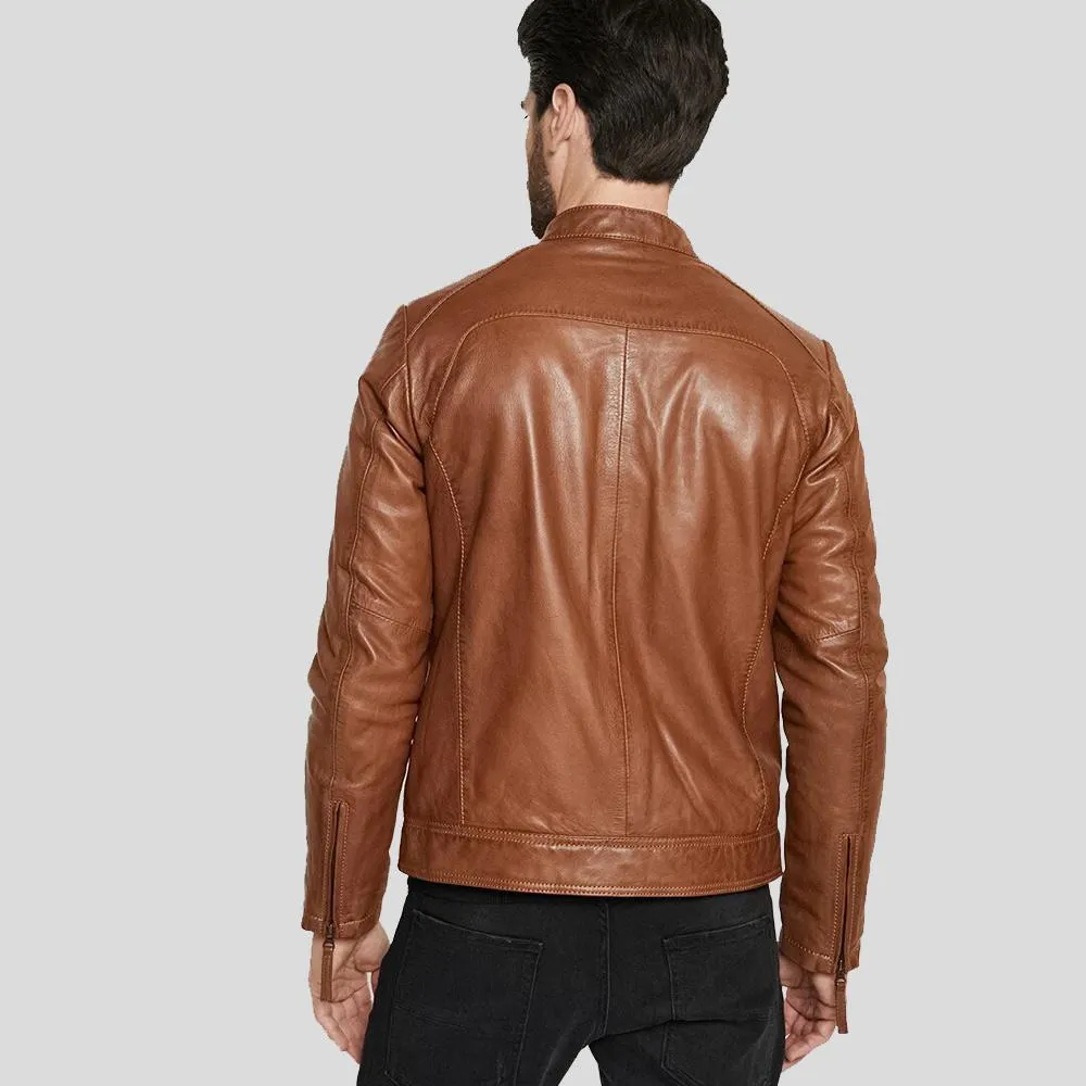 Ollie Brown Biker Leather Jacket
