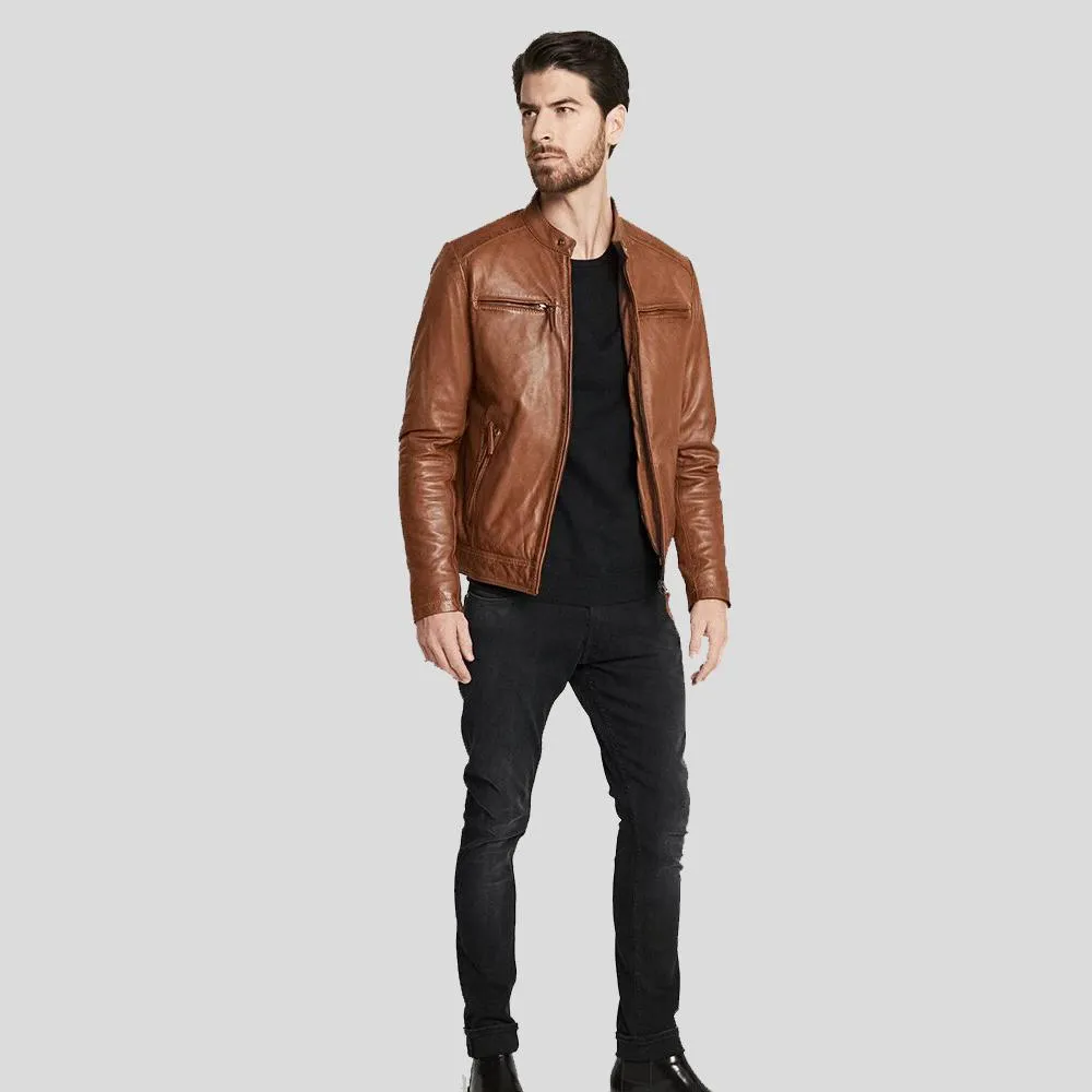 Ollie Brown Biker Leather Jacket