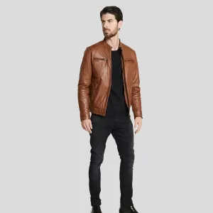 Ollie Brown Biker Leather Jacket