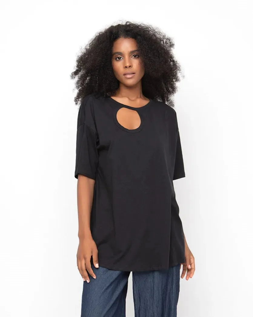 Ozai N Ku Cutout Boxy Tee, Black