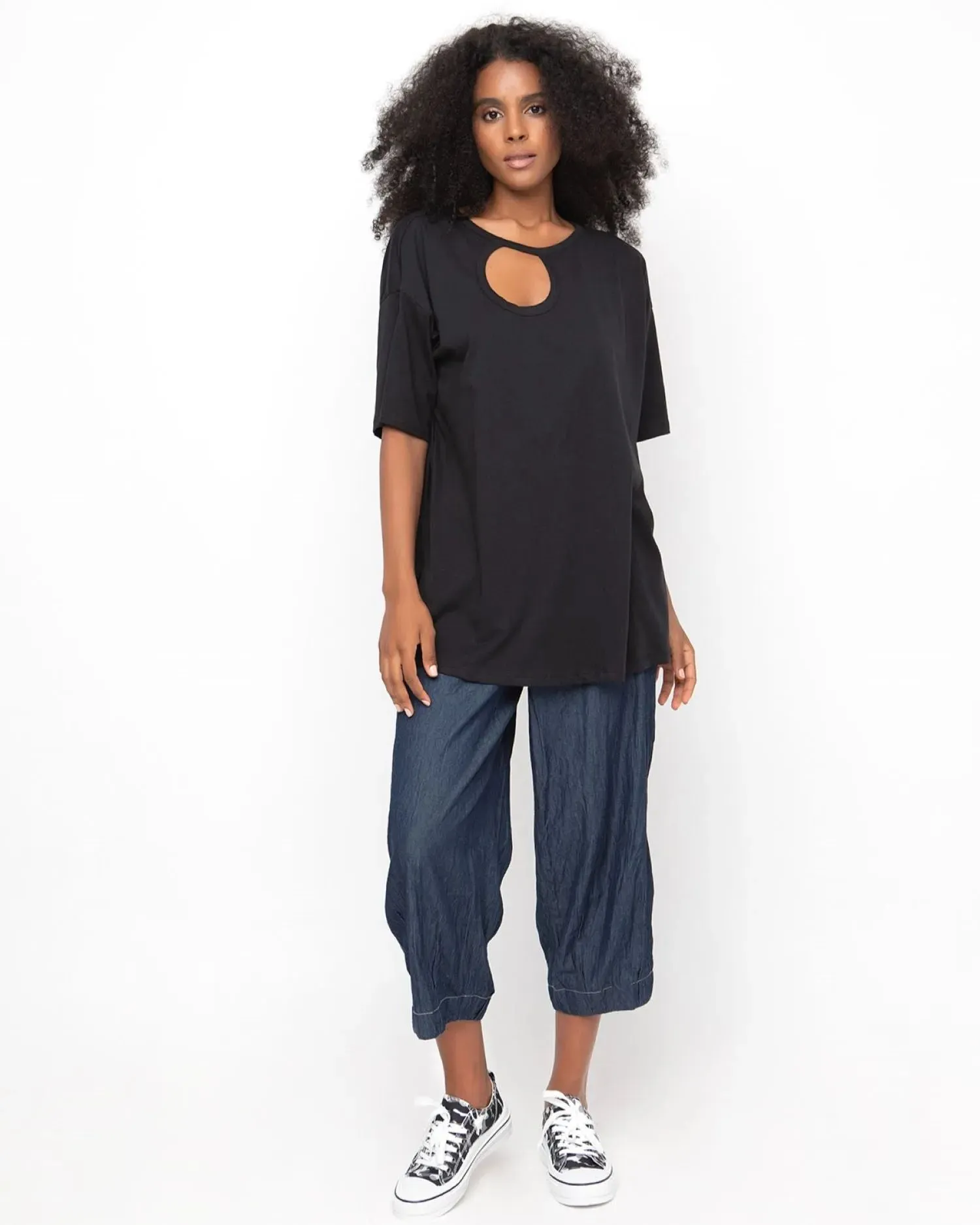 Ozai N Ku Cutout Boxy Tee, Black