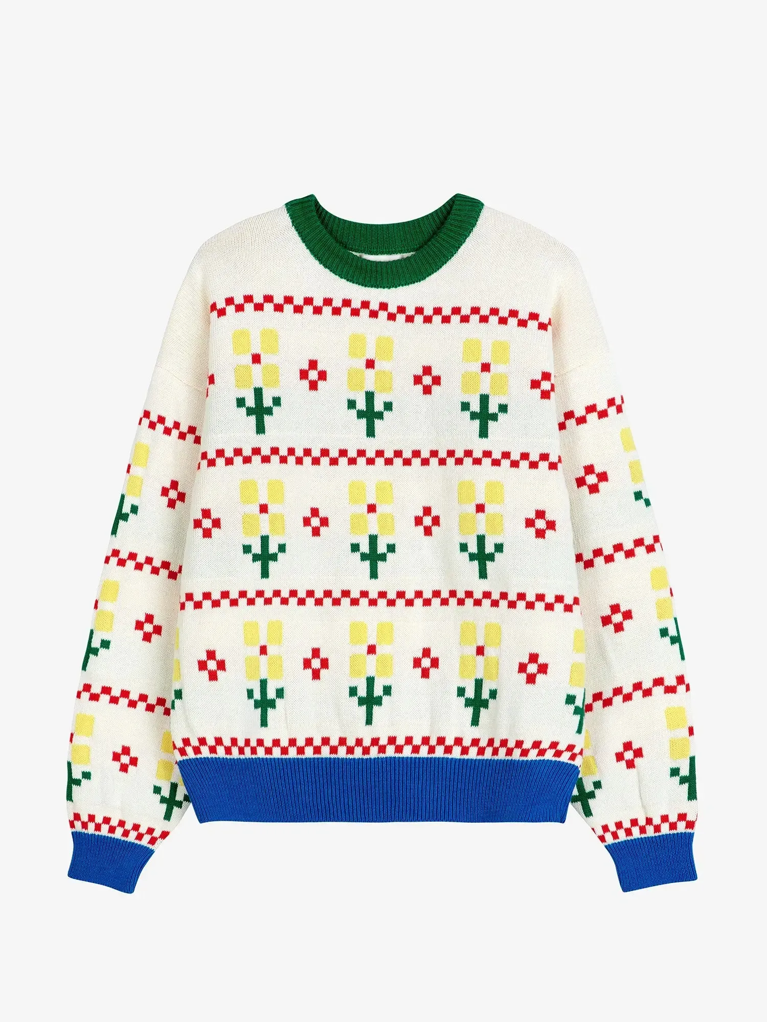 Pixel Flower color block jumper