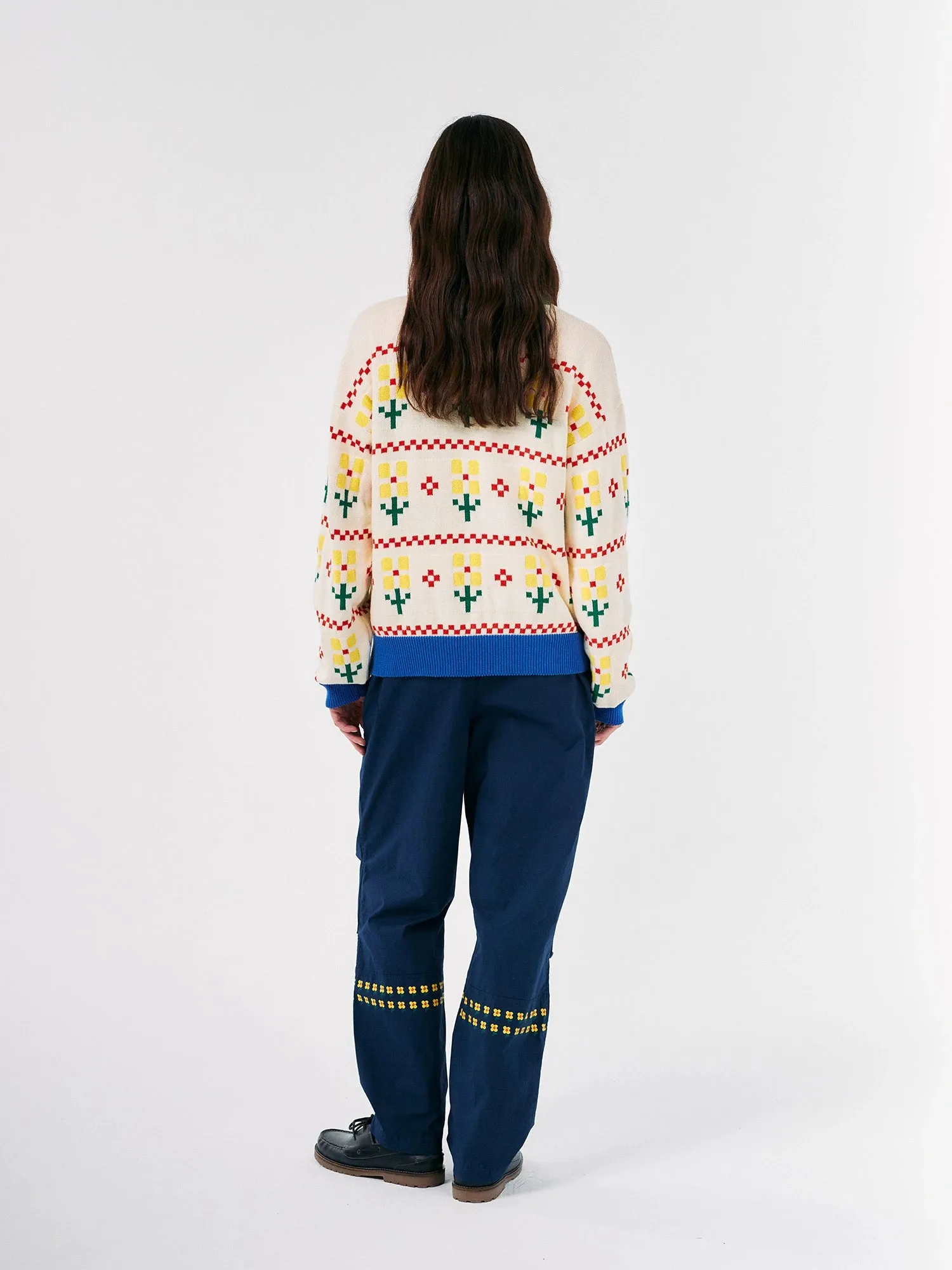 Pixel Flower color block jumper