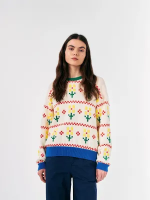 Pixel Flower color block jumper