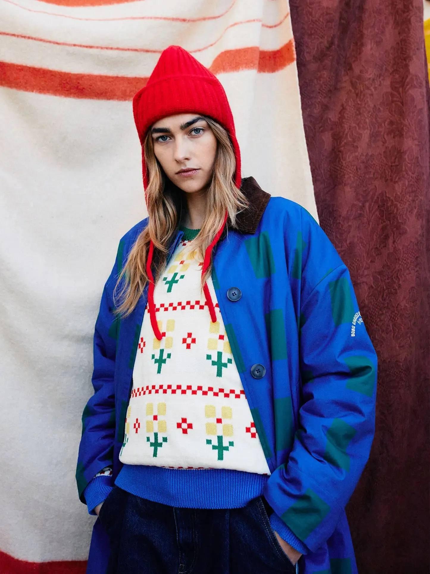 Pixel Flower color block jumper