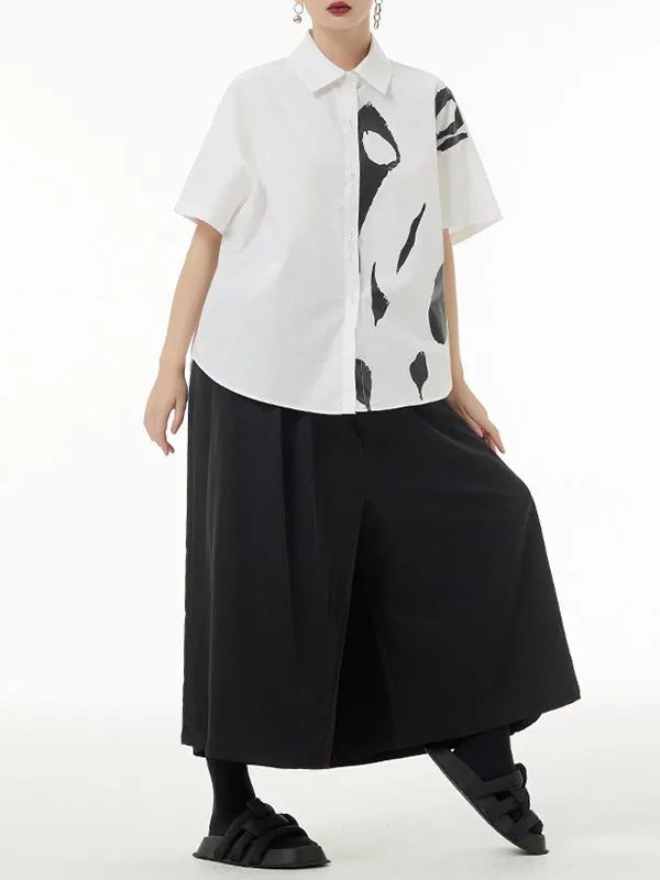 Printed Loose Short Sleeves Lapel Shirts Tops