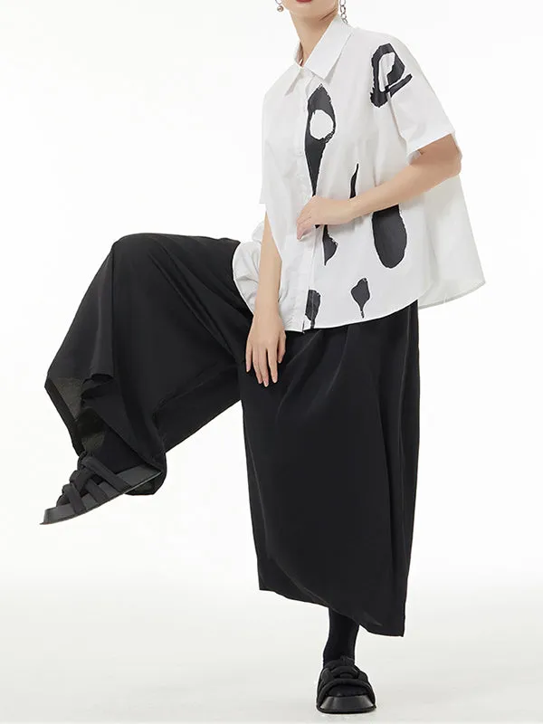 Printed Loose Short Sleeves Lapel Shirts Tops