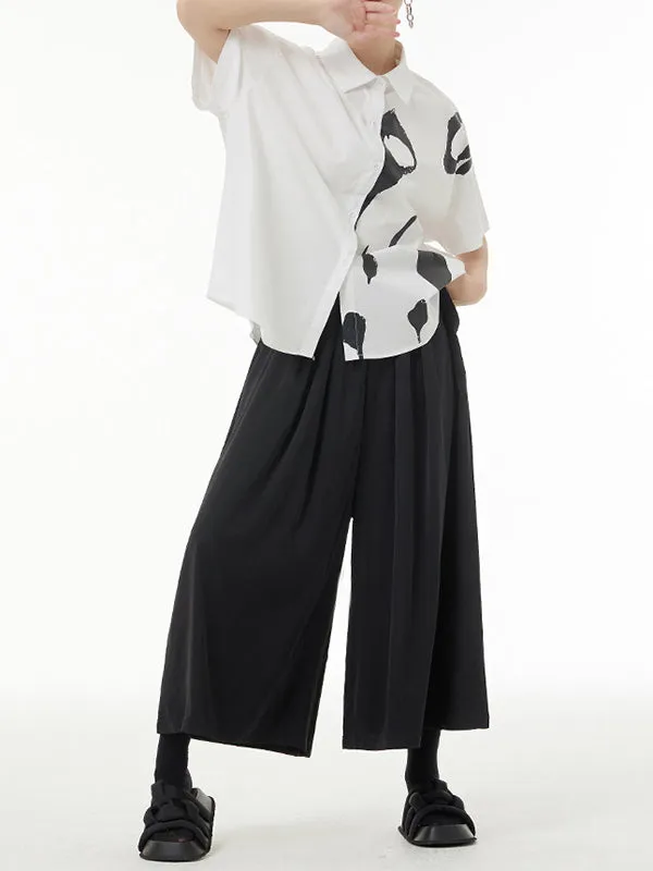 Printed Loose Short Sleeves Lapel Shirts Tops