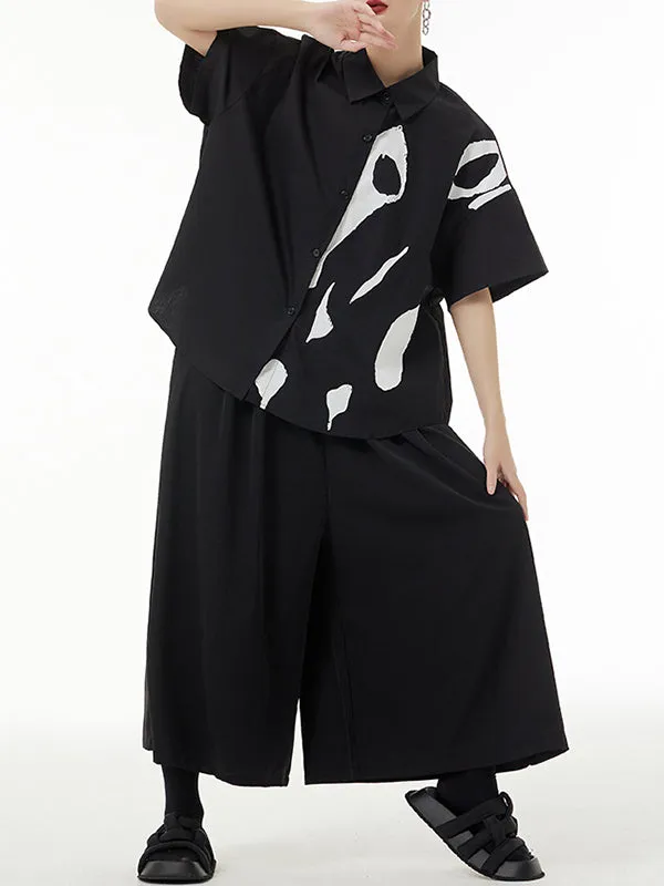 Printed Loose Short Sleeves Lapel Shirts Tops