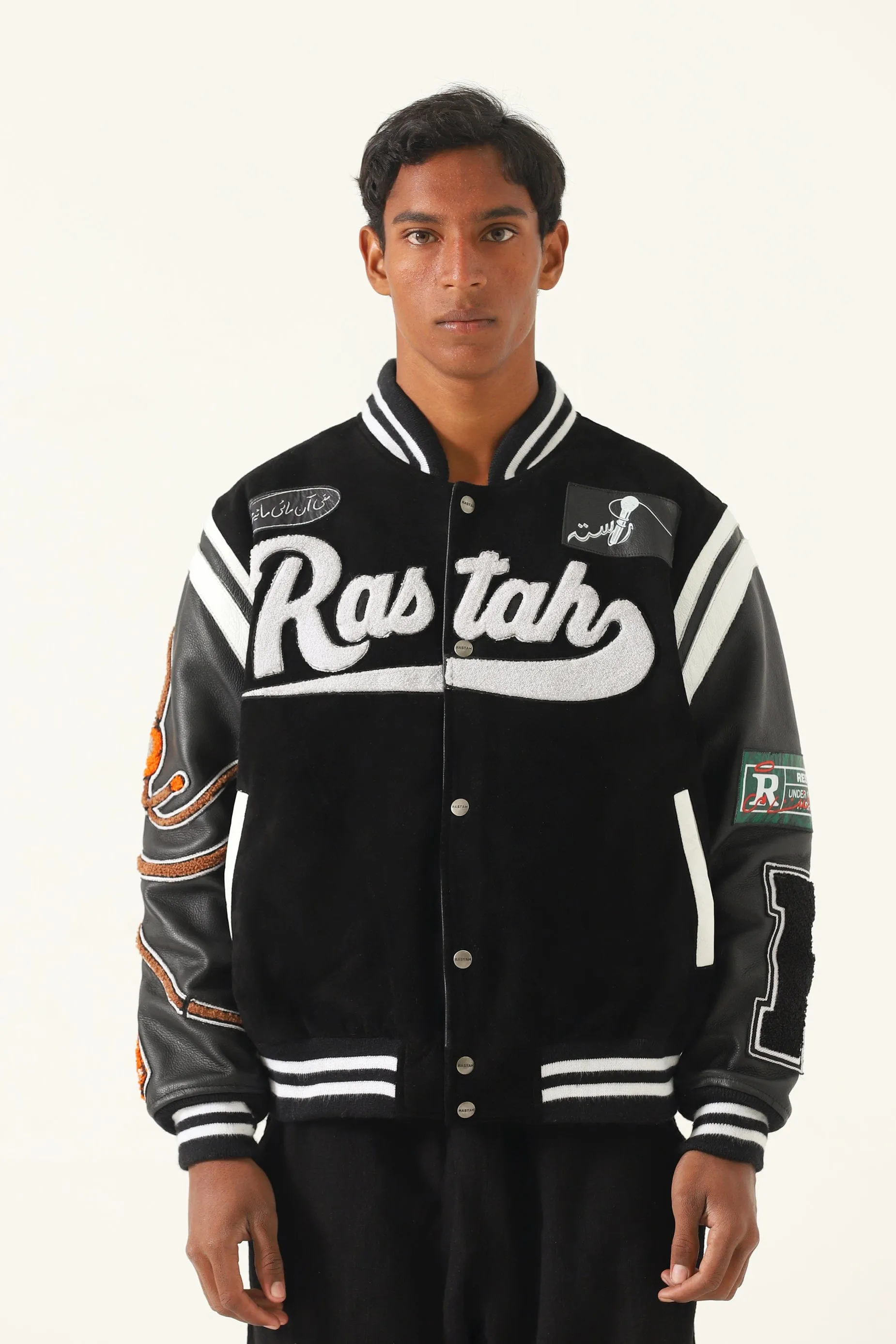 "97 PARADISE" SUEDE VARSITY JACKET