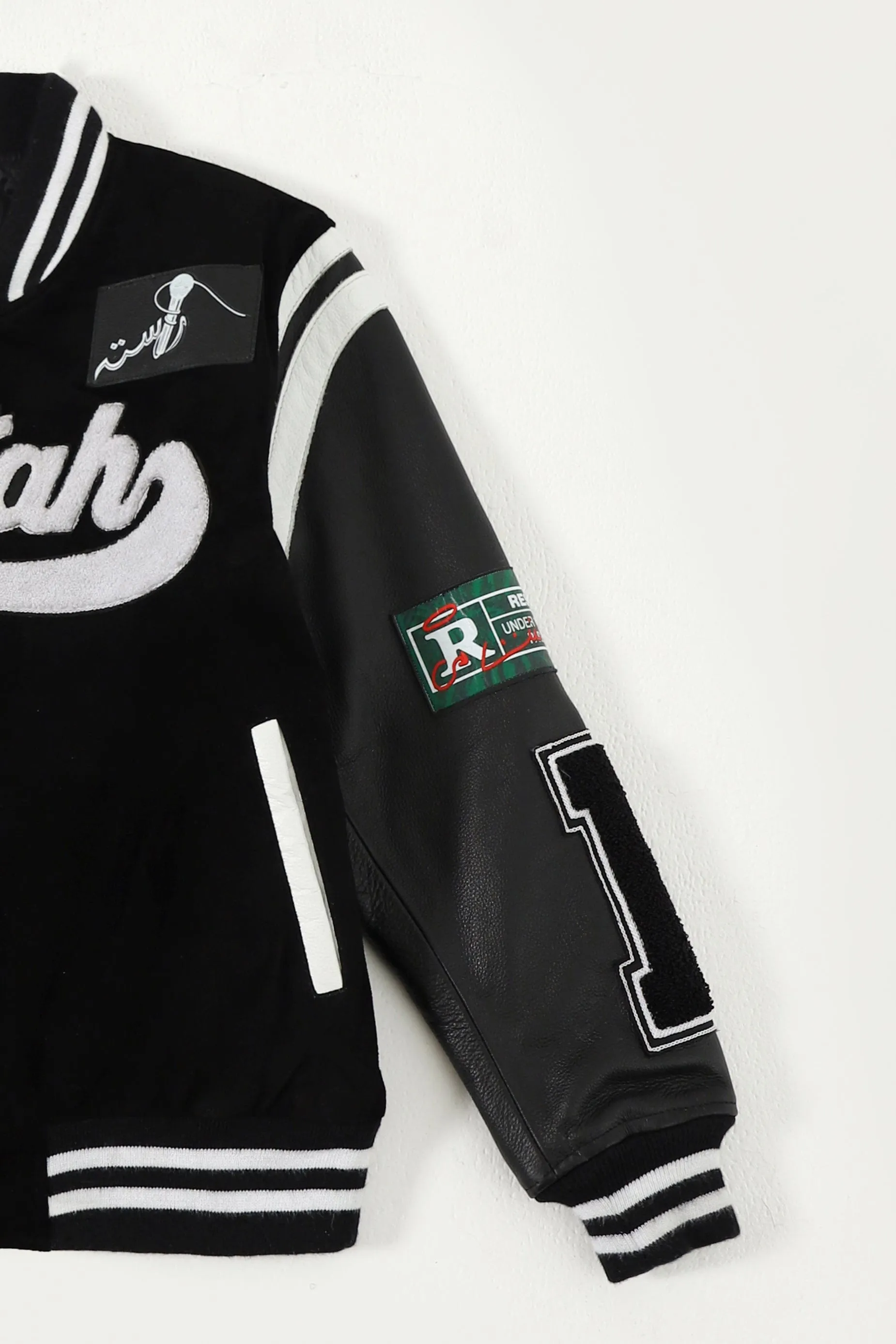 "97 PARADISE" SUEDE VARSITY JACKET