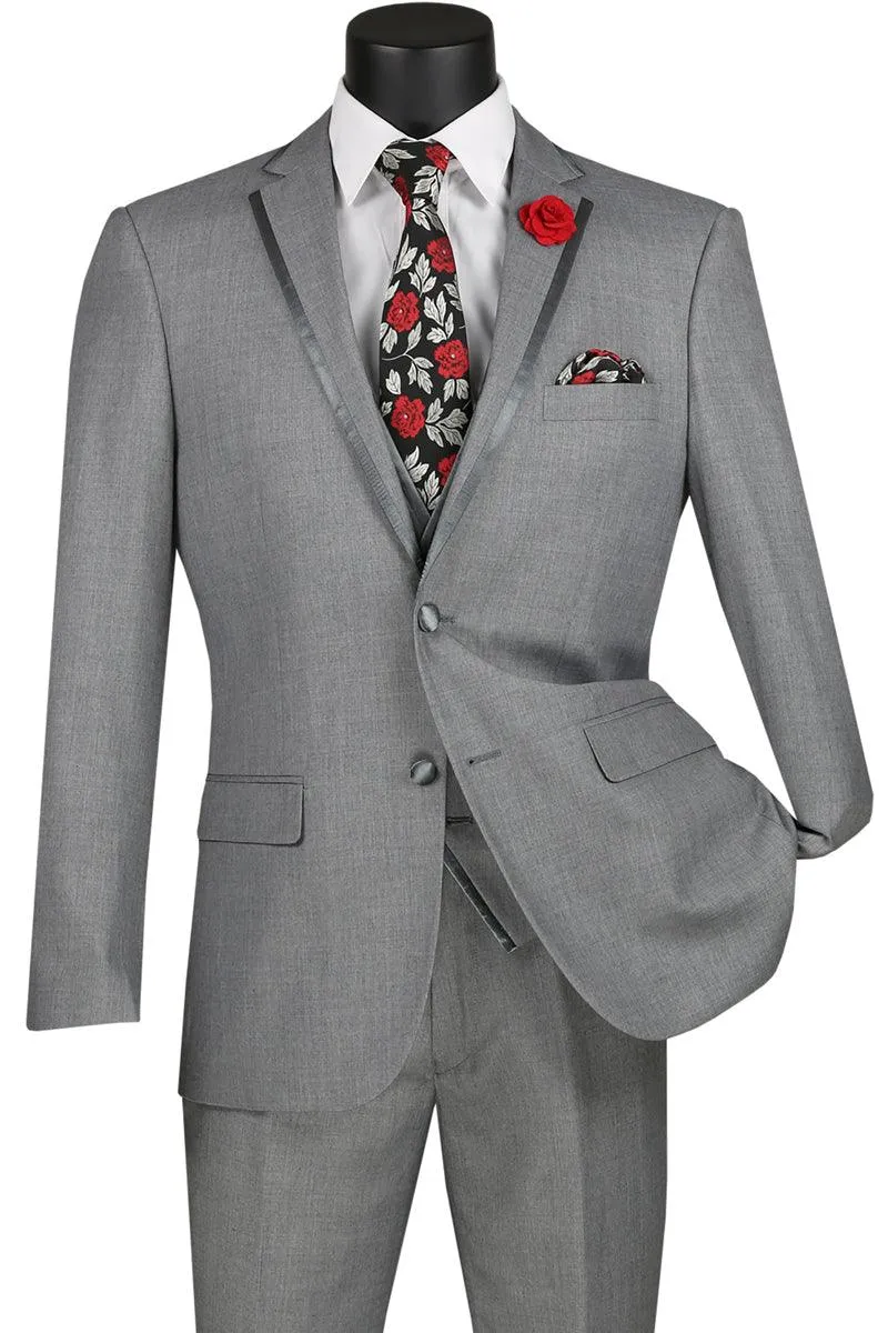 "Elevate Your Prom or Wedding: The Sophisticated Vinci Grey Vested Tuxedo"