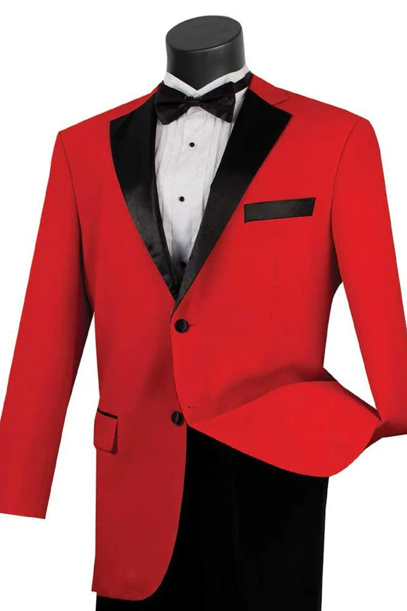 "Elevate Your Prom or Wedding: Vinci Classic Red Tuxedo Jacket for a Sophisticated Statement"