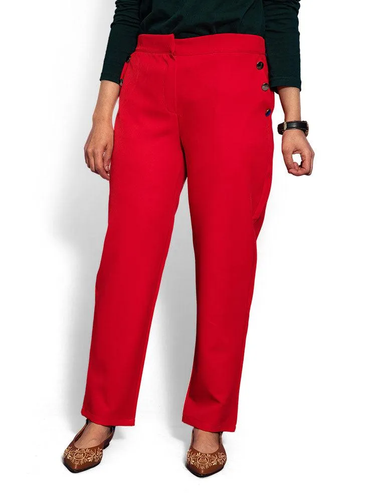 Racing Red Button Classic Pant