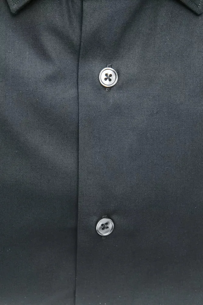 Robert Friedman Elegant Medium Slim Collar Black Shirt