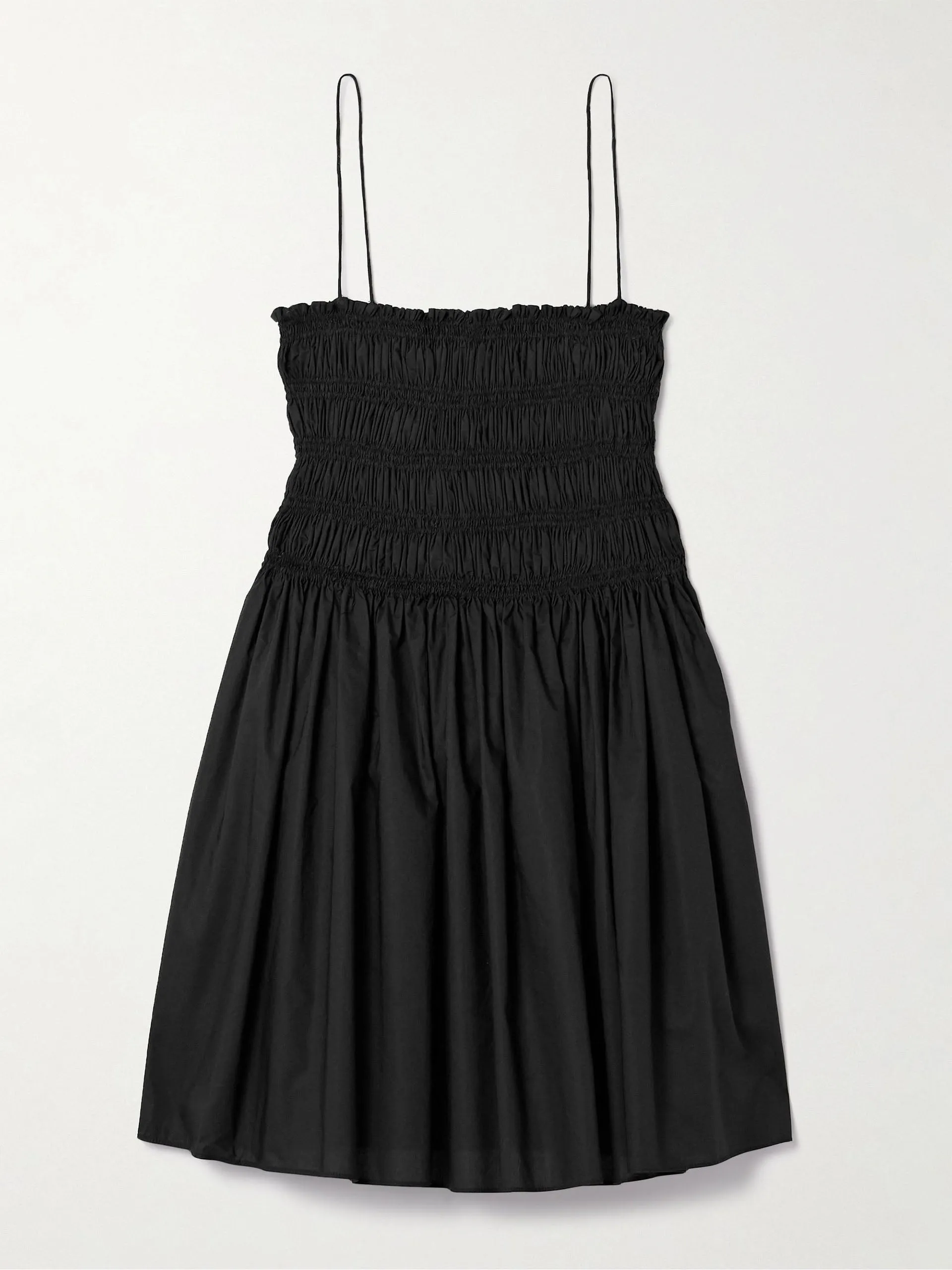 Shirred organic cotton-poplin mini dress