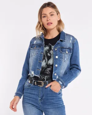 STACEY DISTRESSED DENIM JACKET