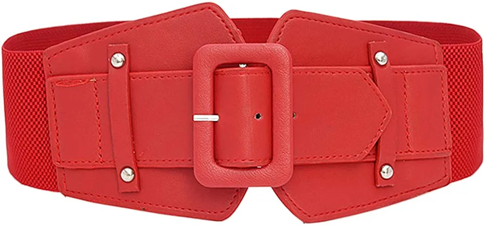 Stretchy Camel Brown Wide Waist Buckle Belt