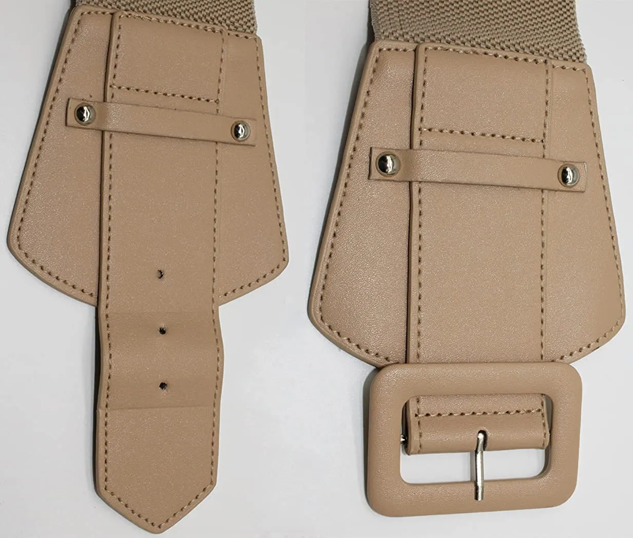 Stretchy Camel Brown Wide Waist Buckle Belt