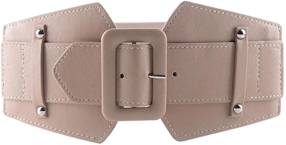 Stretchy Camel Brown Wide Waist Buckle Belt