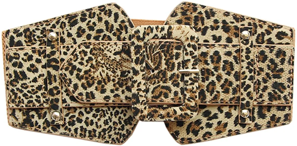 Stretchy Camel Brown Wide Waist Buckle Belt