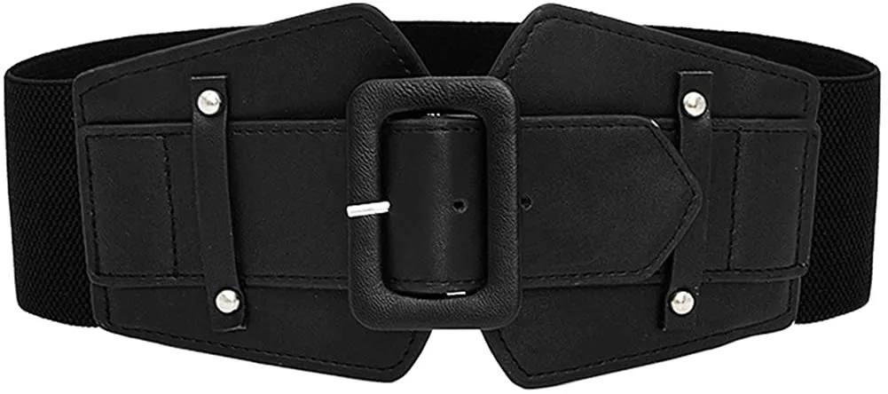 Stretchy Camel Brown Wide Waist Buckle Belt
