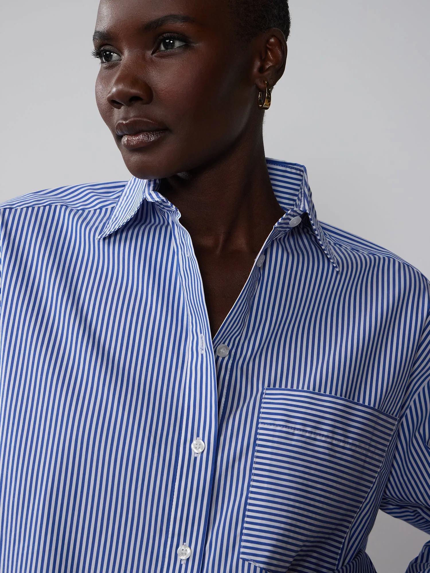 Stripe Boxy Button Down Shirt