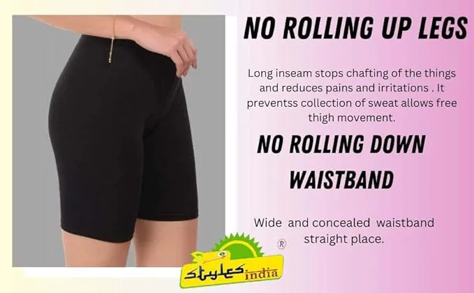 Stylesindia Cotton Lycra Cycling Shorts | Anti-Chafing Bike Shorts | Comfortable Stretchable Underwear for Women & Men