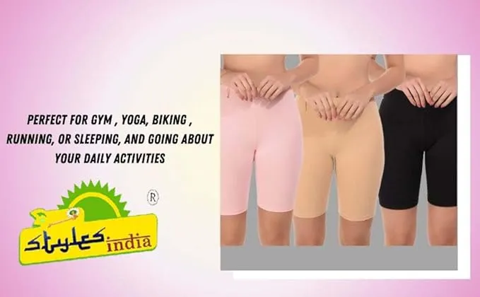 Stylesindia Cotton Lycra Cycling Shorts | Anti-Chafing Bike Shorts | Comfortable Stretchable Underwear for Women & Men