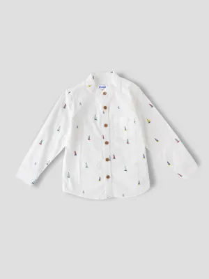 Stylish All Over Printed Slub Cotton Shirt for Boys