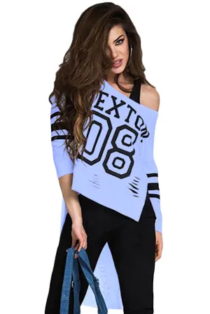 Stylish Print Blue Sleeved Long Back Shirt