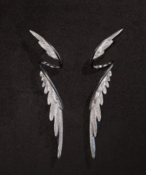 Stylish Silk Sterling Silver Wing Drop Earrings GH1035