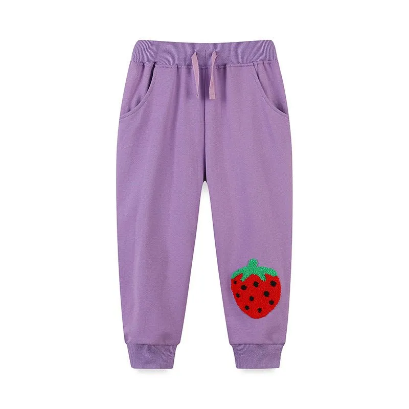 Toddler/Kid Girl Soft Strawberry Patch Purple Casual Pants