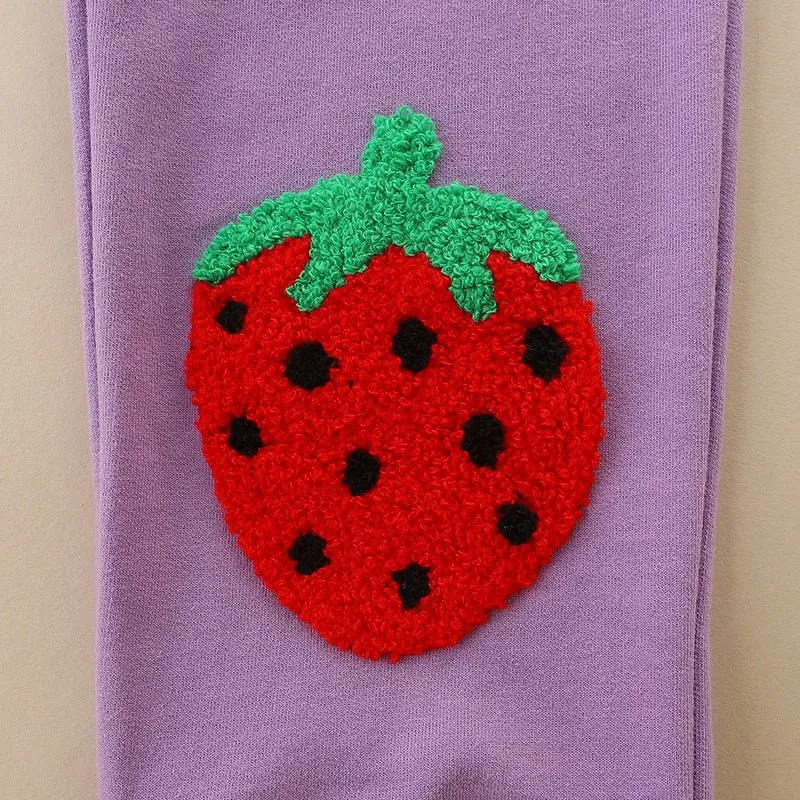 Toddler/Kid Girl Soft Strawberry Patch Purple Casual Pants