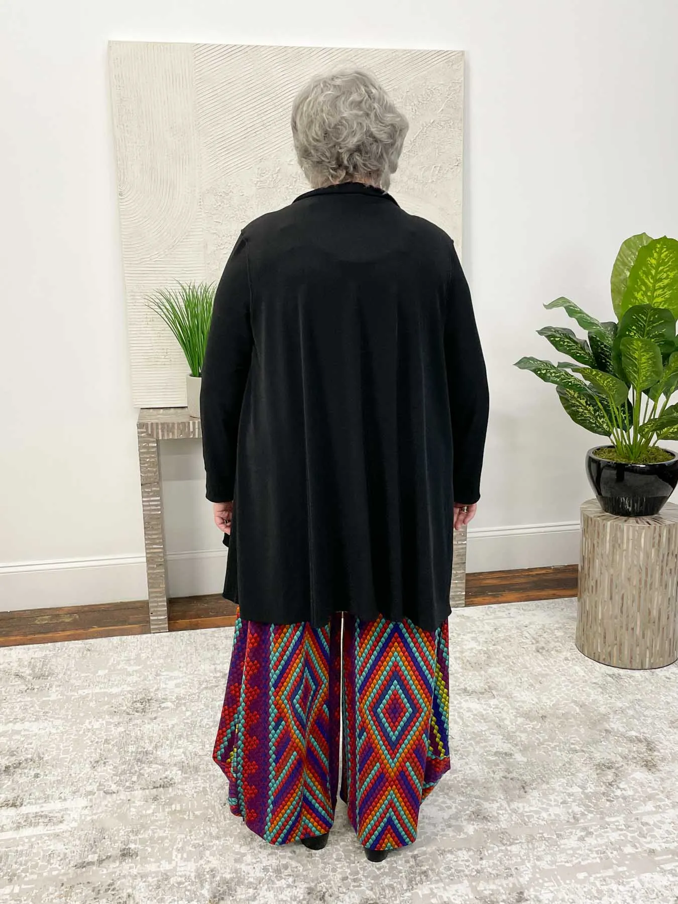 Turnover Draped Swing Jacket, Regina/Black