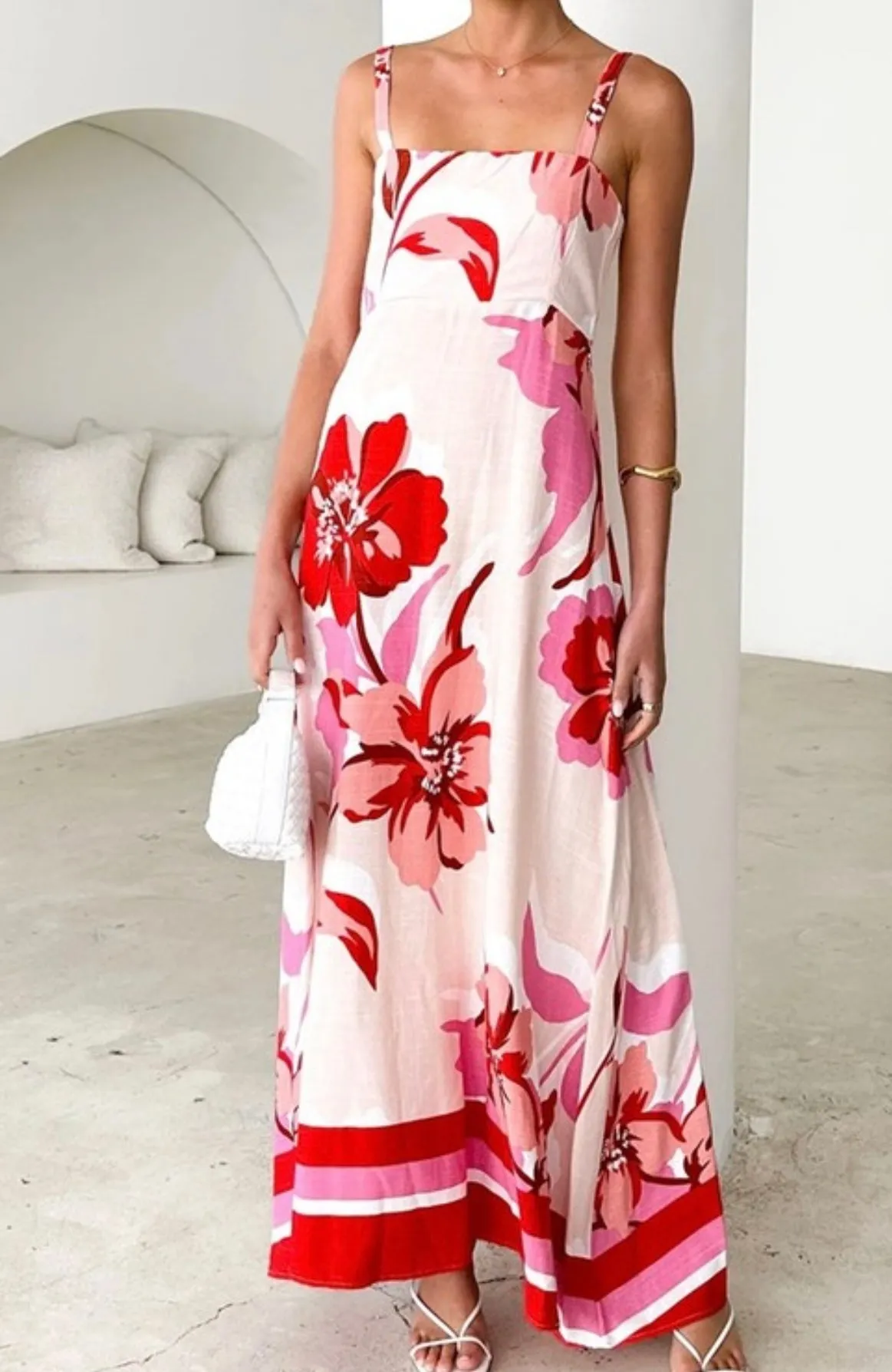 White Lotus Floral Maxi Dress