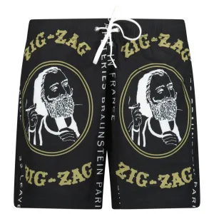 Zig Zag Drawstring Swim Shorts Black