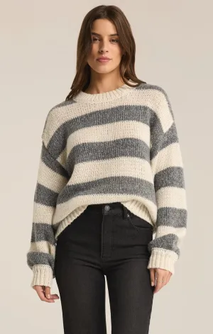 ZSU Anders Stripe Crew Neck Sweater in Heather